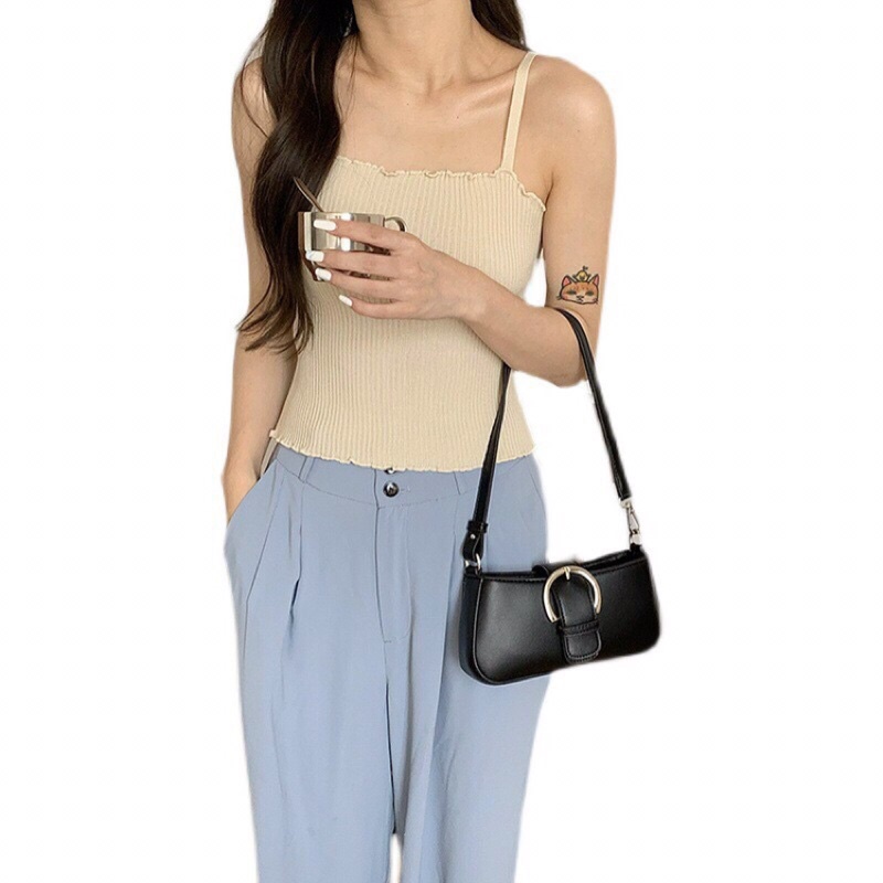 Túi Xách Nữ Đeo Vai Da Mềm Mini Màu Đen Trắng