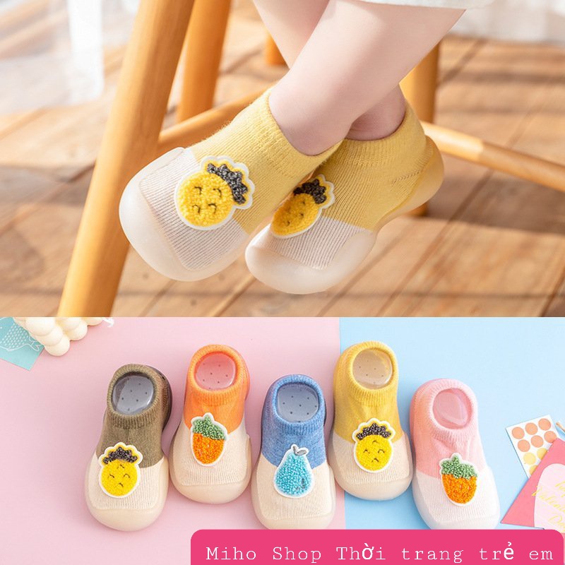 Giày Bún Giày Vớ Tập Đi Trái Cây Siêu Mềm Êm Chân Cho Bé Trai Bé Gái - Mihoshop