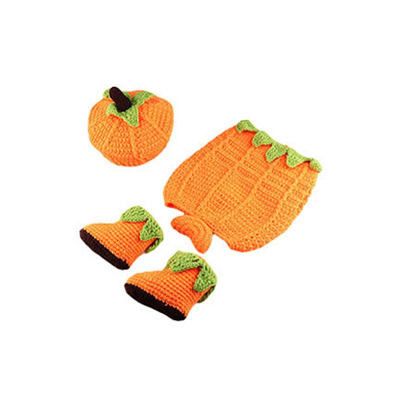 Mary☆Baby Crochet Photography Props Newborn Photo Pumpkin Costumes Infant Clothing