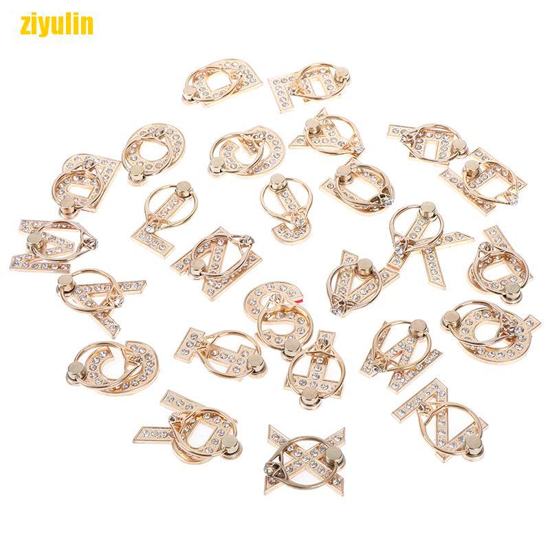 Giá Đỡ Điện Thoại Dạng Nhẫn Kim Loại Hình Chữ Cái Đính Kim Cương