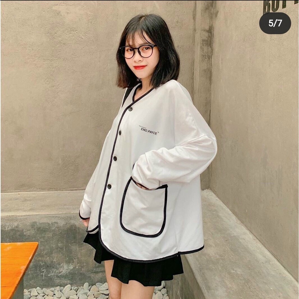 Áo khoác cardigan nữ nút cài dáng basic trơn form rộng học sinh trẻ trung