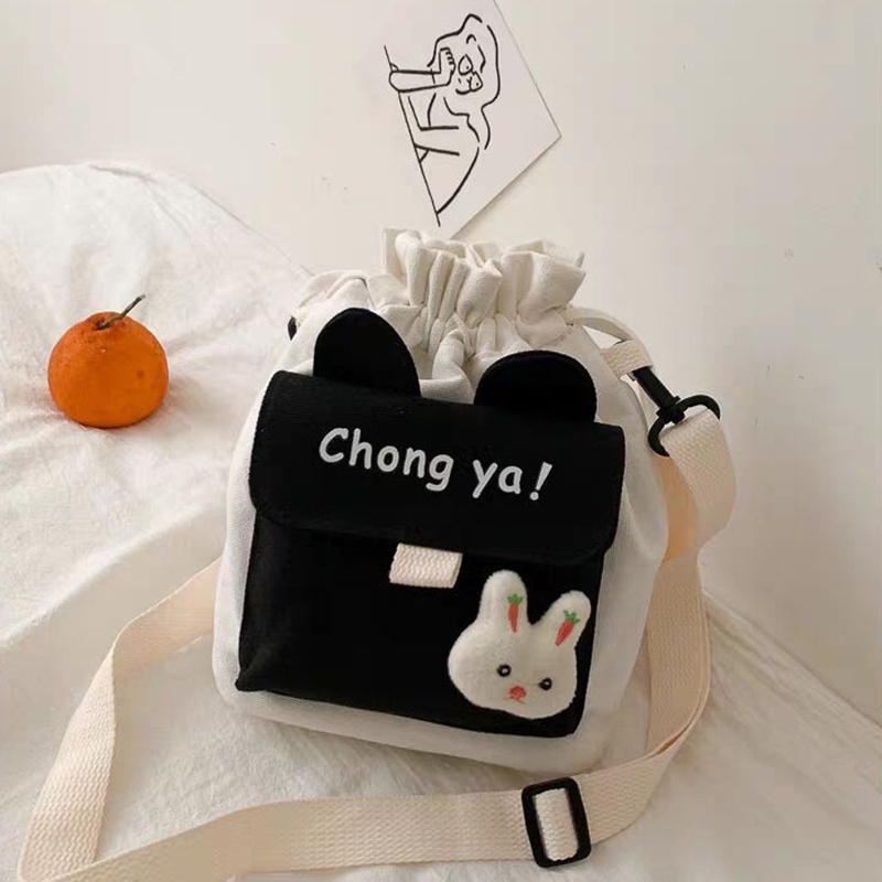 Túi Vải Canvas Đựng Điện Thoại Thiết Kế Dễ Thương Cho Nữ Sinh