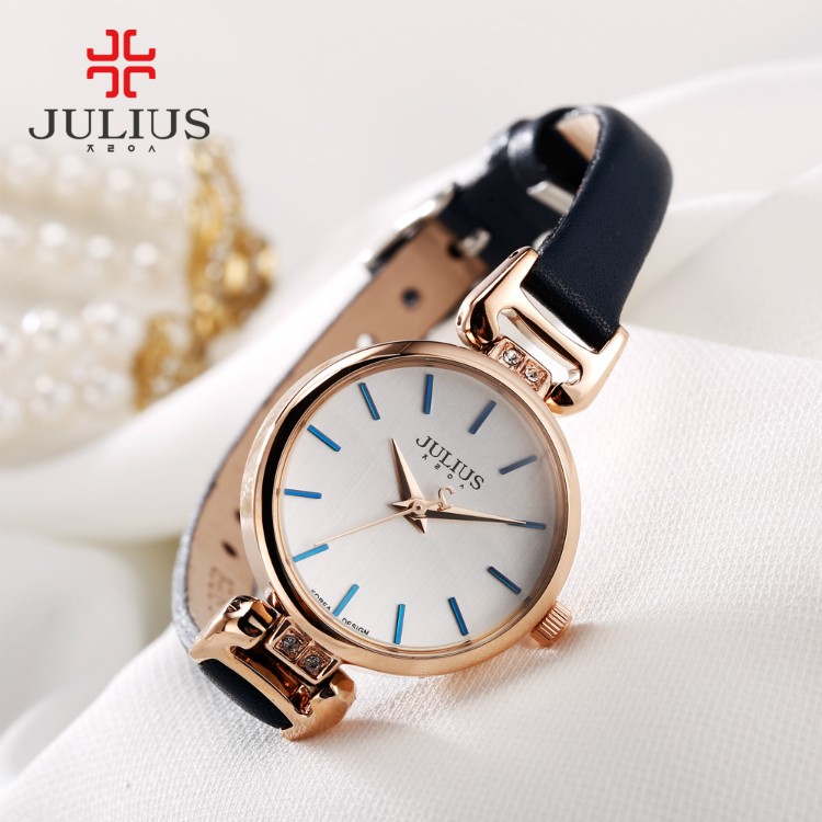 ĐỒNG HỒ NỮ JULIUS JA925 DÂY DA (XANH ĐEN)