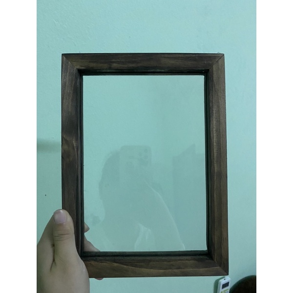 Khung gỗ nâu vintage 2 mặt kính trong suốt, khung ảnh gỗ để bàn, treo tường, khung gỗ thông decor, khung ảnh để bàn