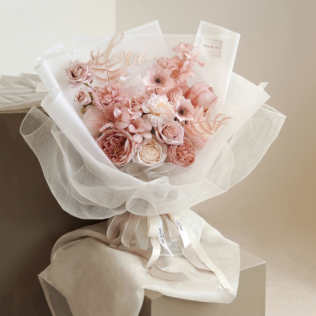 Bó hoa - Bó hoa lụa màu pastel phong cách Hàn Quốc thương hiệu BÔNG BY CATT 🎀 Nội thành đặt Nowship nhận hàng sau 1-2h 🎀