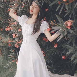 Đầm midi công chúa trắng đan ngực 🖤