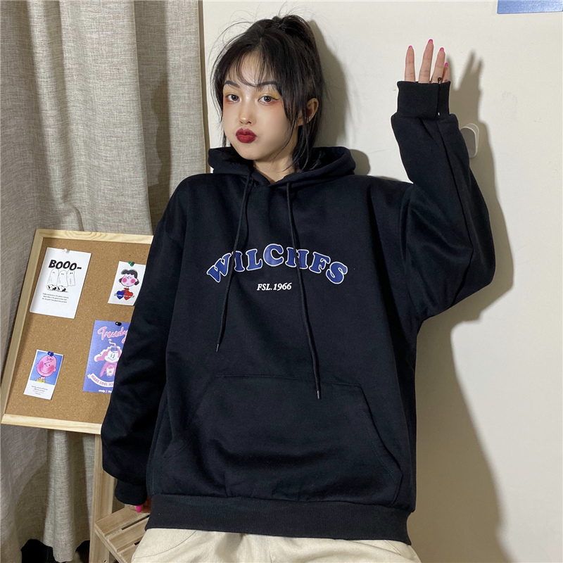 Áo Hoodie Tay Dài Dáng Rộng In Chữ Đơn Giản Thời Trang 2020 Cho Nữ