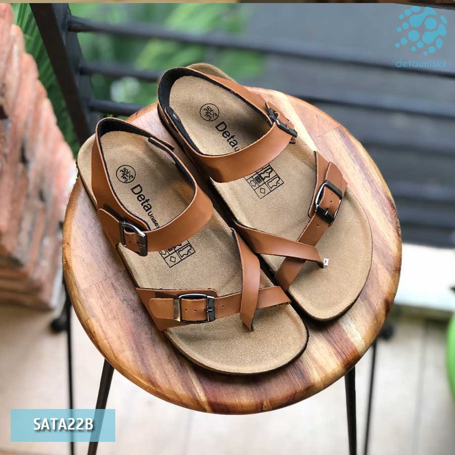 [CỰC RẺ] GIÀY SANDAL ĐẾ TRẤU XỎ NGÓN BIRKEN DA PU BÒ - SATA22B