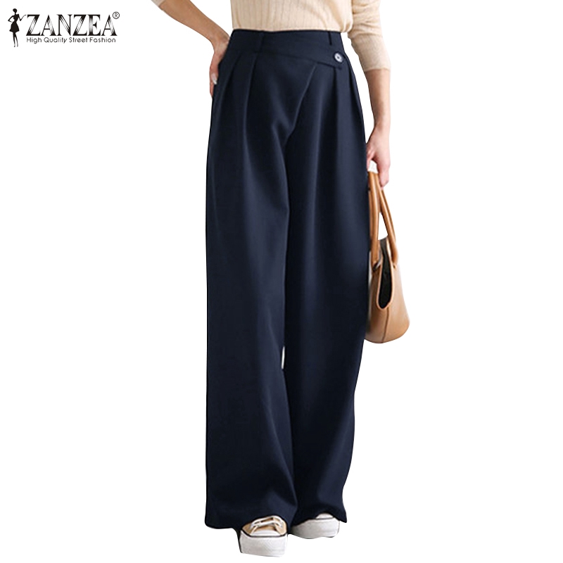 ZANZEA Quần Dài Ống Rộng Thời Trang Thanh Lịch Dành Cho Nữ