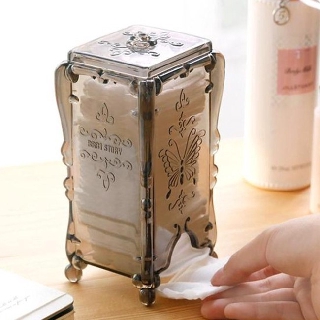 Hộp đựng bông tẩy trang vintage chống bụi, có nắp