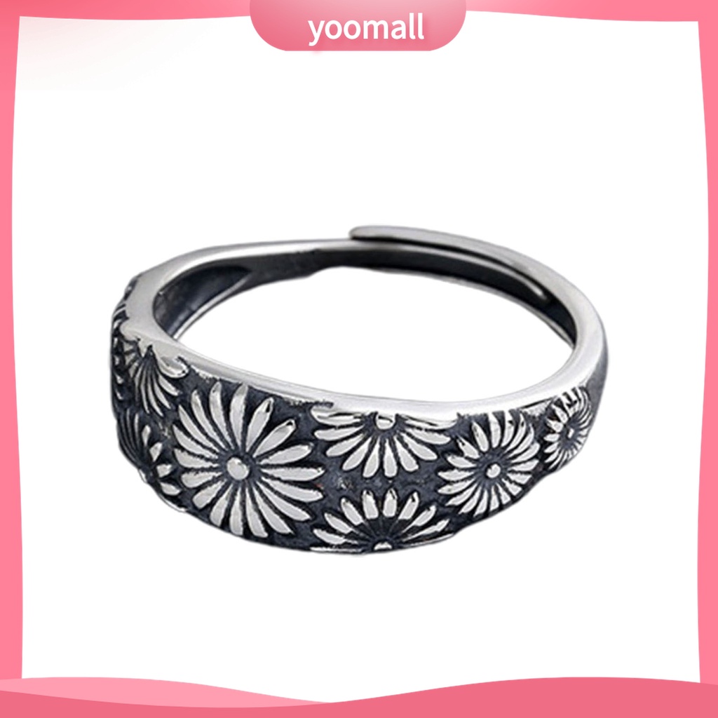 Yomall♡ Nhẫn Cưới Đính Hoa Cúc Có Thể Điều Chỉnh Kích Cỡ