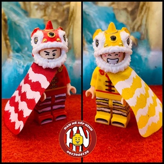 Đồ Chơi Lắp Ráp Nhân Vật  - Cosplay - Múa Lân - Lân đỏ + Lân vàng - Hàng chất lượng cao - Ảnh thật !