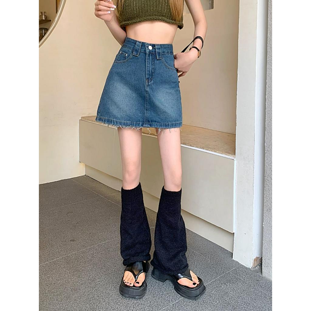 Chân váy jean Chữ A Lưng Cao Thời Trang Mùa Hè Cho Nữ