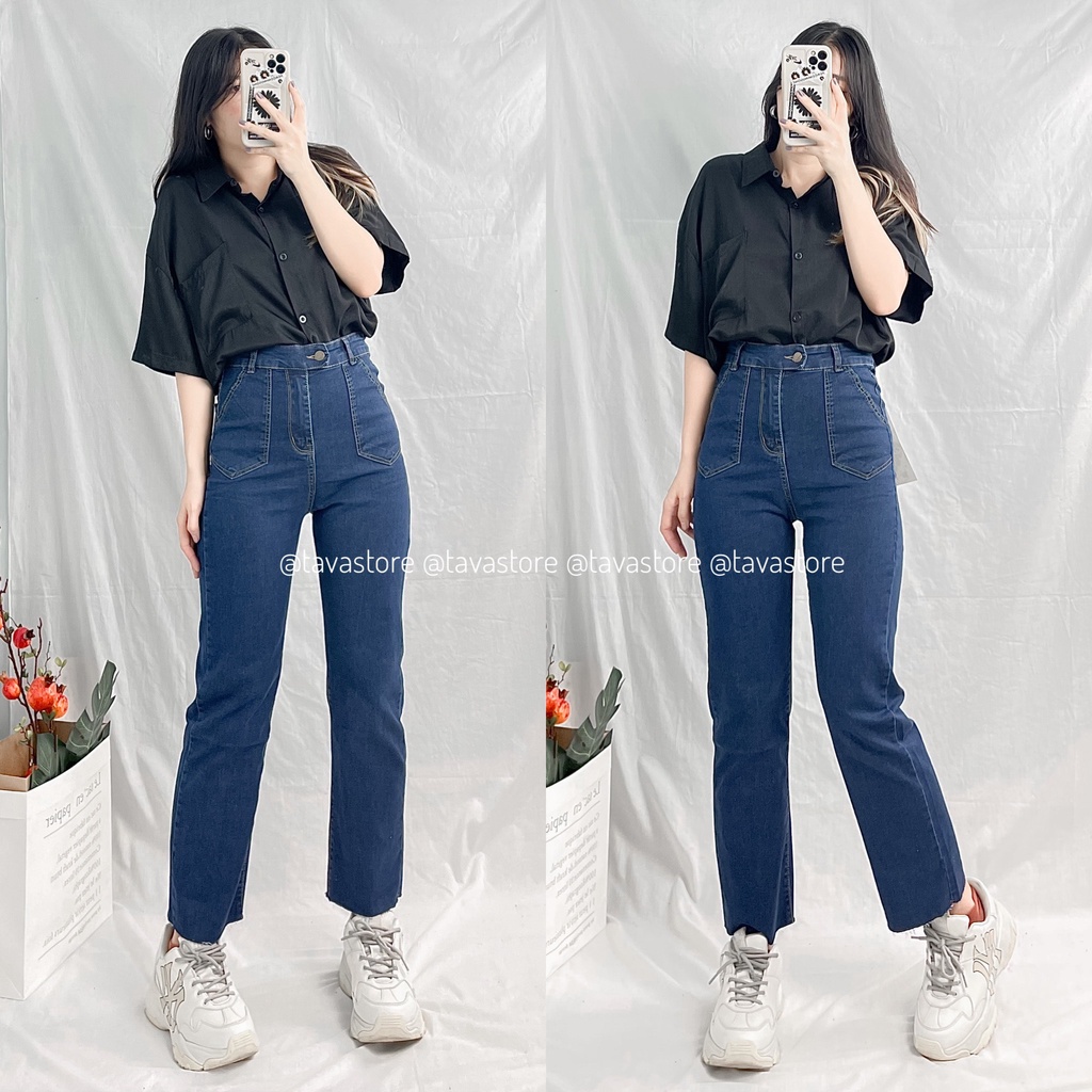 Quần Store Jean ống đứng co giãn