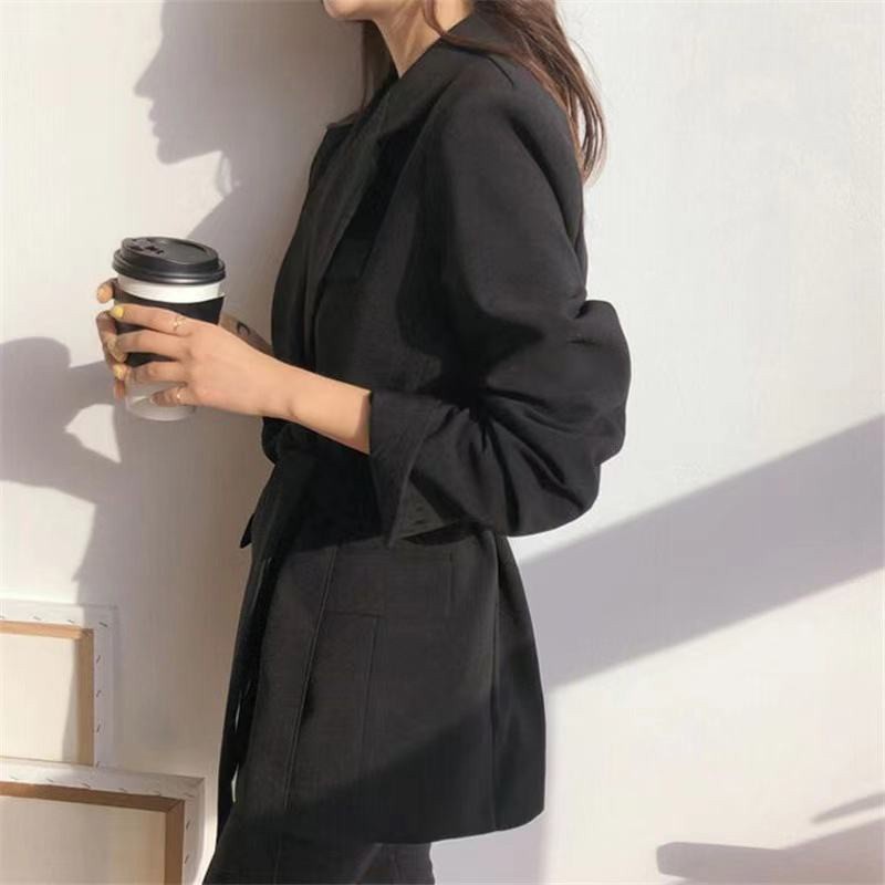 Áo Khoác blazer Dáng Rộng Màu Đen Phong Cách Hàn Quốc Thời Trang Mùa Xuân  Cho Nữ