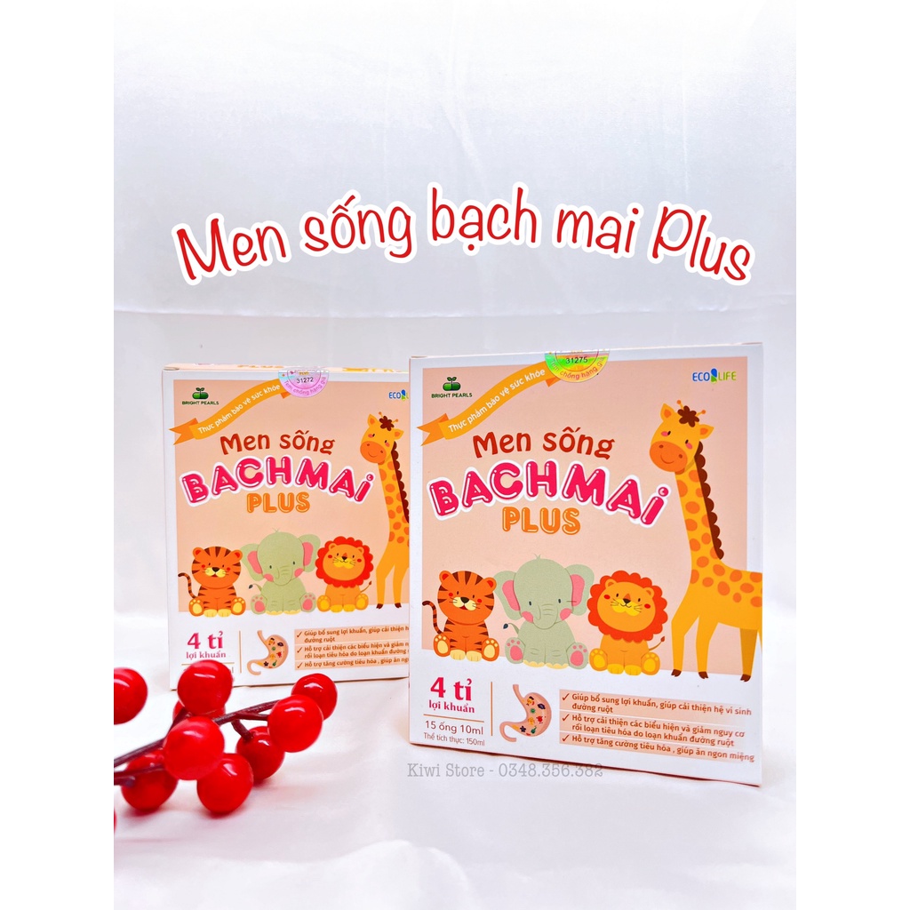 Men sống Bạch Mai Plus chứa chất xơ và 4 tỷ lợi khuẩn giúp bé hết táo bón , rối loạn tiêu hóa , biếng ăn (hộp 15 ống)
