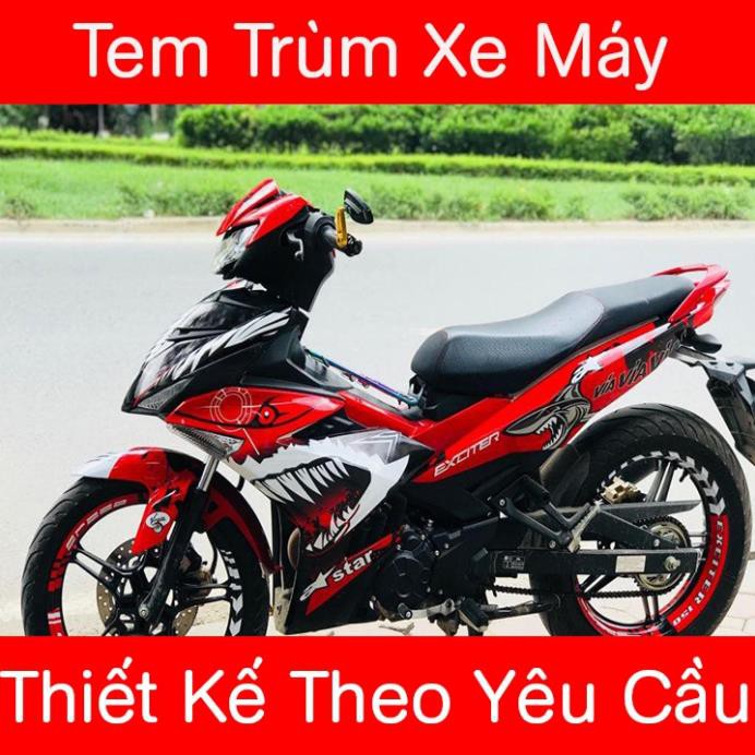 Tem trùm exciter 150 Đỏ Đen Cá Mập