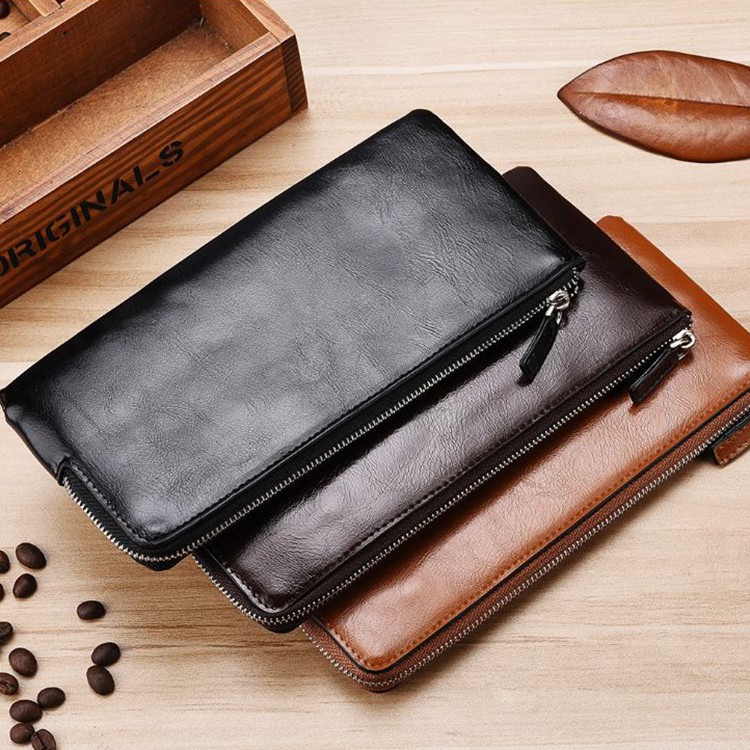 Ví cầm tay nam nữ Unisex - Bao da điện thoại cực mỏng Manzo VCT100. Bóp cầm tay nhỏ gọn