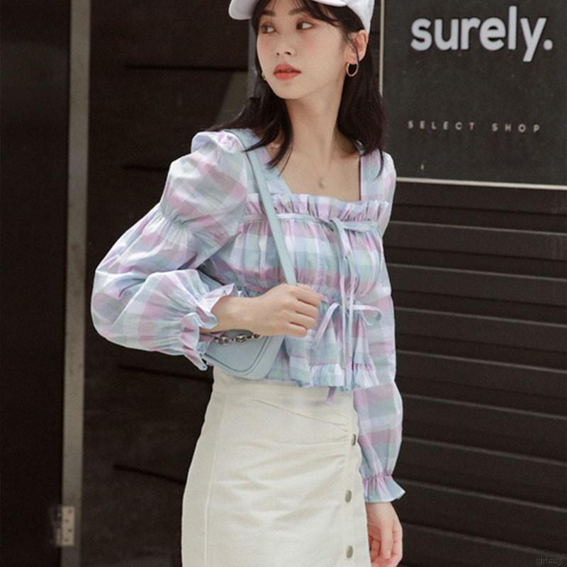 Áo Sơ Mi Caro Tay Dài Cổ Thắt Nơ Thời Trang Cho Nữ | BigBuy360 - bigbuy360.vn