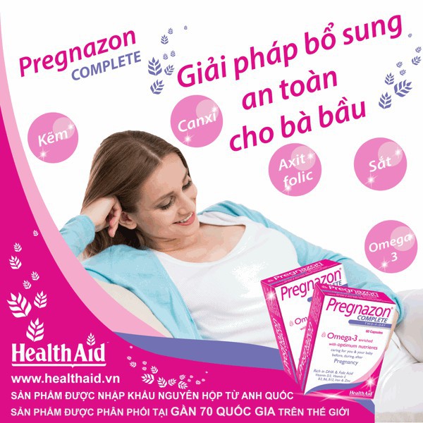 [ Chính hãng] viên uống Prenazon HealthAid cho thai kỳ khoẻ mạnh hộp 30 viên