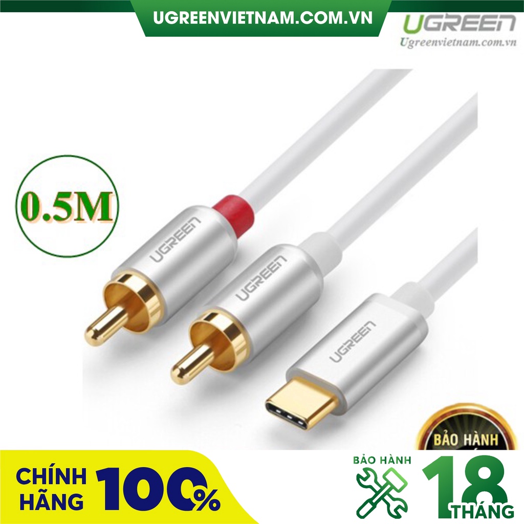 Cáp chuyển đổi USB Type C to RCA chính hãng Ugreen 30733 cao cấp