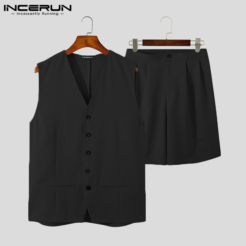 Set INCERUN áo không tay + quần short thời trang Hàn cho nam