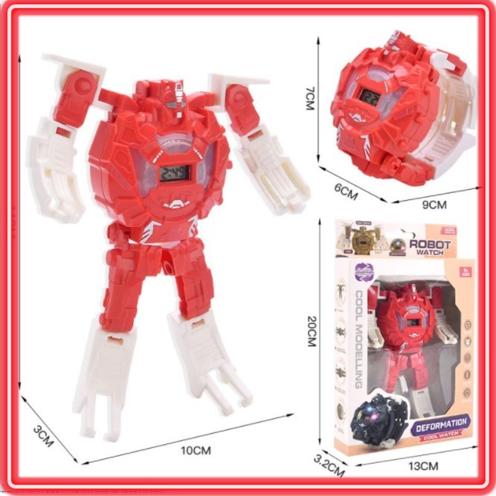 Đồng hồ Robot siêu nhân cho bé - Đồng hồ điện tử trẻ em kèm đèn Led ba màu