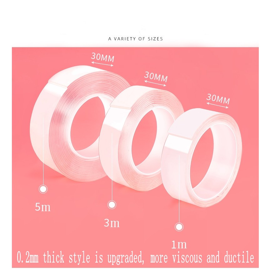 Reusable Magic Nano Tape Double Sided Traceless Adhesive Clear Tape Removable KK
