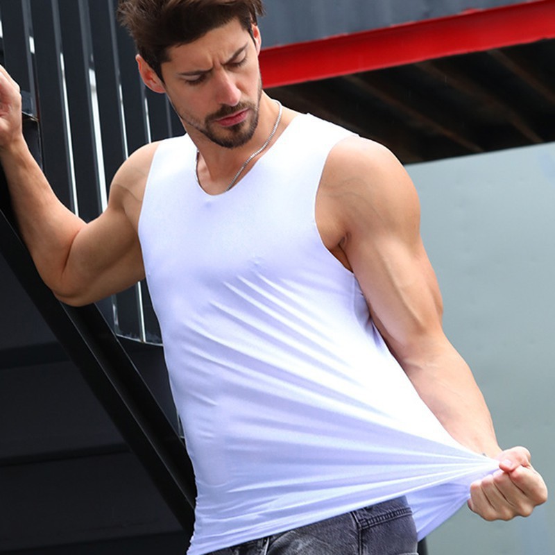 Áo ba lỗ nam Udany chất liệu cotton trơn không đường may co giãn tập luyện thể thao gym thoải mái