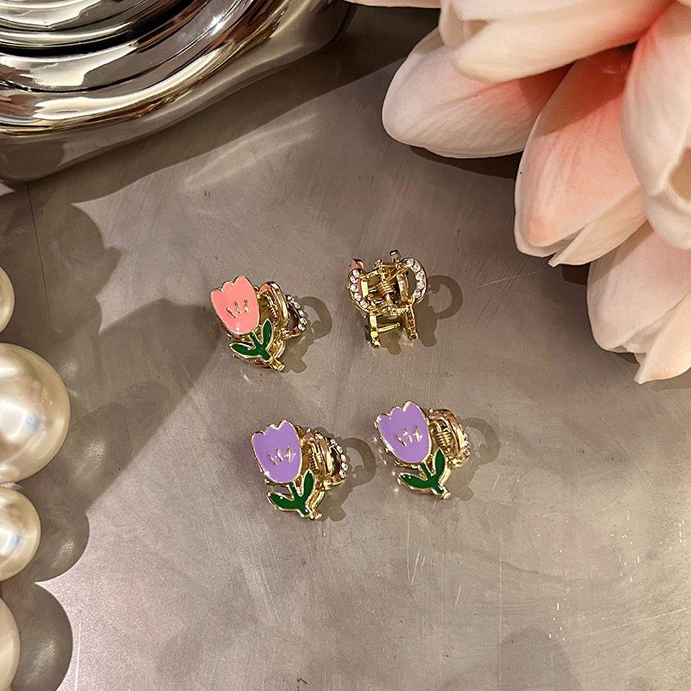 Kẹp Tóc Càng Cua Mini Bằng Kim Loại Hình Hoa Tulip Dễ Thương Cho Nữ