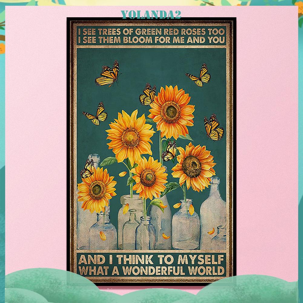 Tranh thêu chữ thập hình hoa hướng dương 3 sợi cotton 11CT