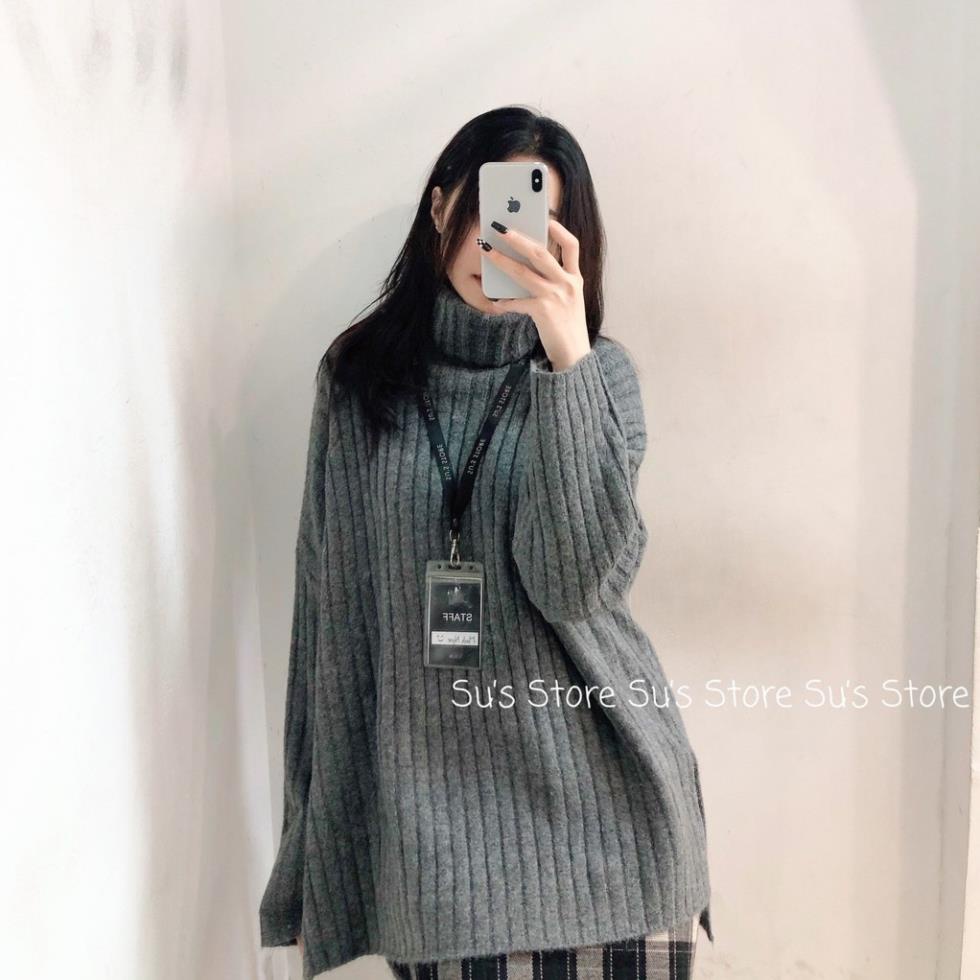 Áo len gân cổ lọ xẻ tà A1545 SUSTORE -Khy6