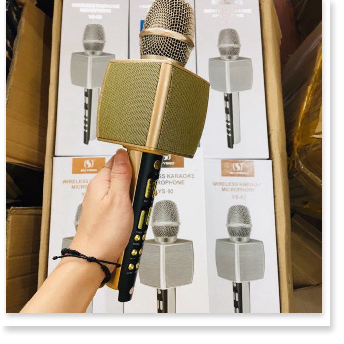 MICRO BLUETOOTH KARAOKE YS92 HỖ TRỢ GHI ÂM DÙNG HÁT TẠI NHÀ LIVETREAM - BẢO HÀNH 1 ĐỔI 1