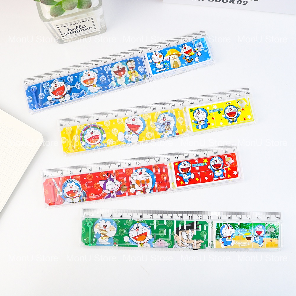 Thước kẻ 20cm DORAEMON DOREMON kèm game ráp hình, lăn bi MON0314 TooYoo
