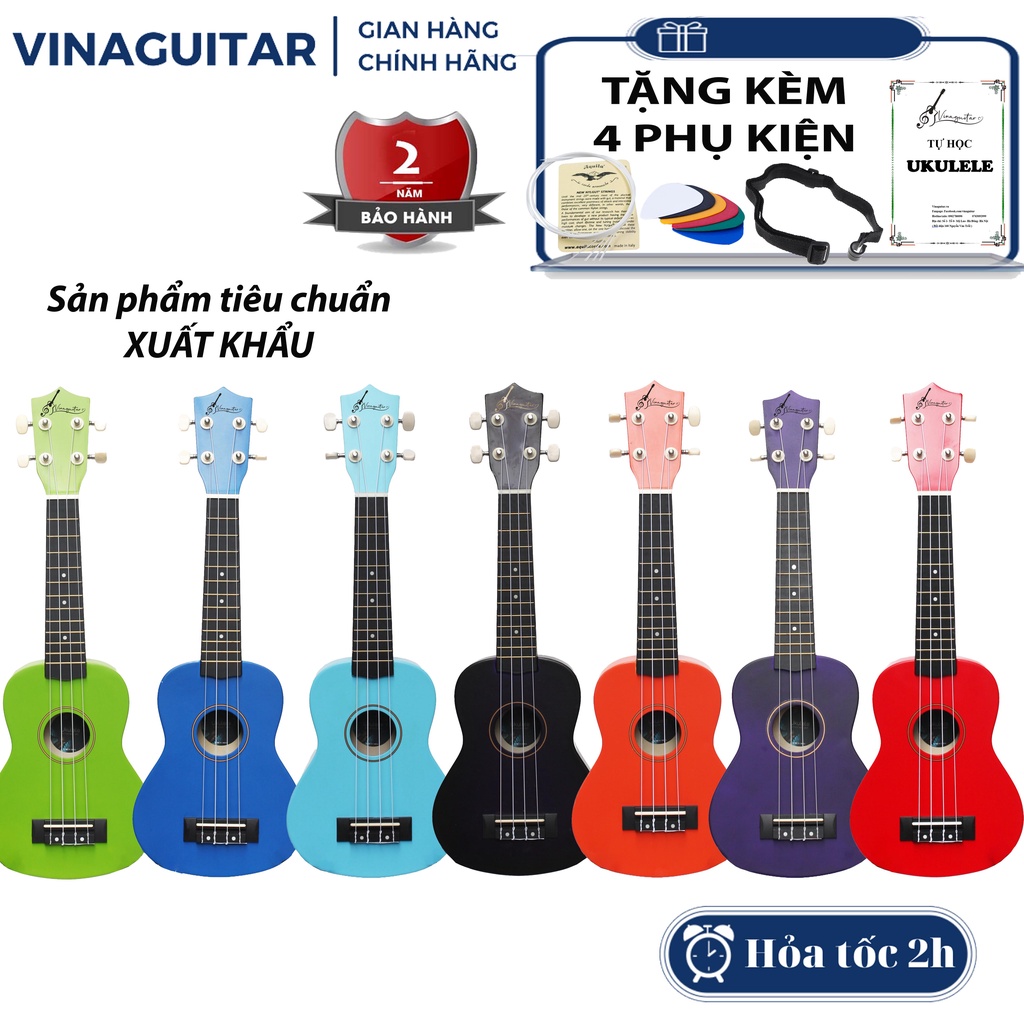 Đàn Ukulele Soprano ABS Và Gỗ Vinaguitar VY-21 Xuất Khẩu Chất Lượng Cao- Tặng Kèm Phụ Kiện