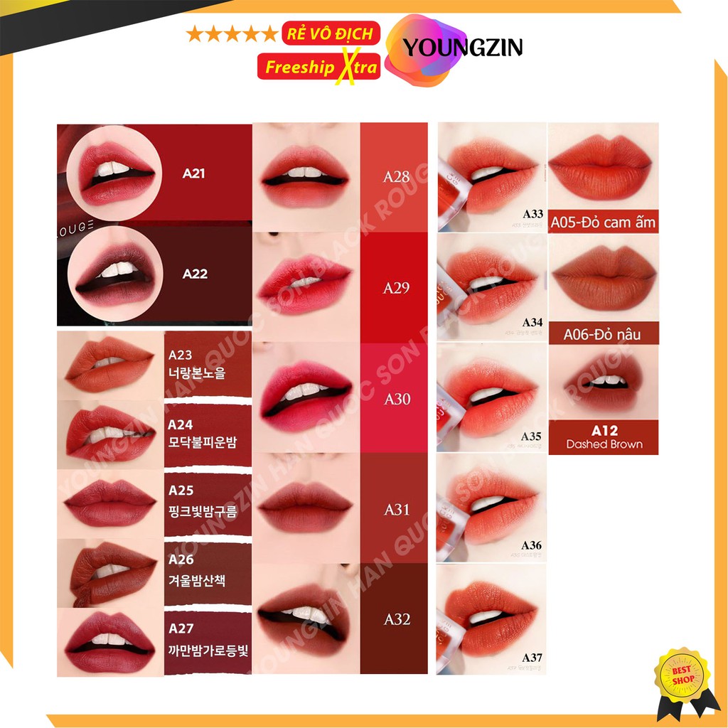 [ Siêu Tốt ]  Son Lì A05-A37 Black Rouge Hàn Quốc, ⚡️𝐅𝐑𝐄𝐄 𝐒𝐇𝐈𝐏⚡️ Son kem, hàng chất lượng. | BigBuy360 - bigbuy360.vn