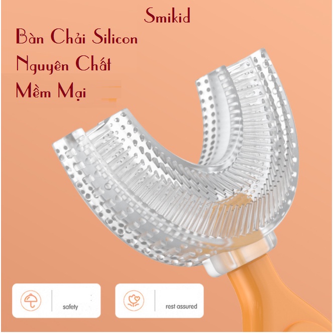 Bàn chải đánh răng cho bé chữ U bằng silicon mềm mại cho bé từ 2 đến 12 tuổi hình chim cánh cụt