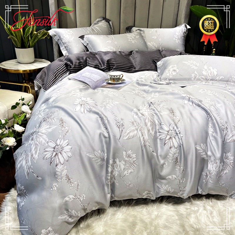 Bộ chăn ga gối 100%Tencel lụa mịn màng cho mùa hè 2021, Bộ 4 món tiêu chuẩn DESIGN 809-888