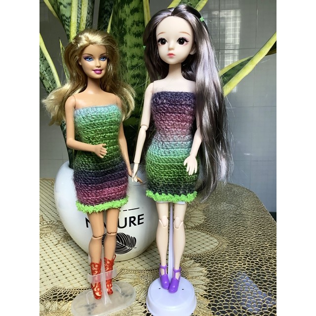 MAU30 - Váy len body màu loang cho búp bê Barbie, Doris, các loại búp bê 30cm