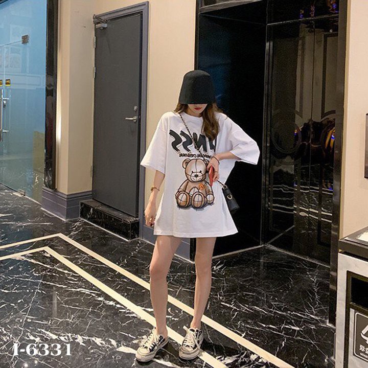 Áo Thun Nữ Giấu Quần Unisex In Hình Gấu Nâu Gía Rẻ