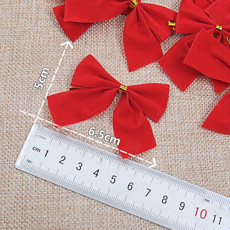 tranquillt 12Pcs Christmas Bows Hanging Decorations Gold Silver Red Bowknot Christmas Tree Ornaments