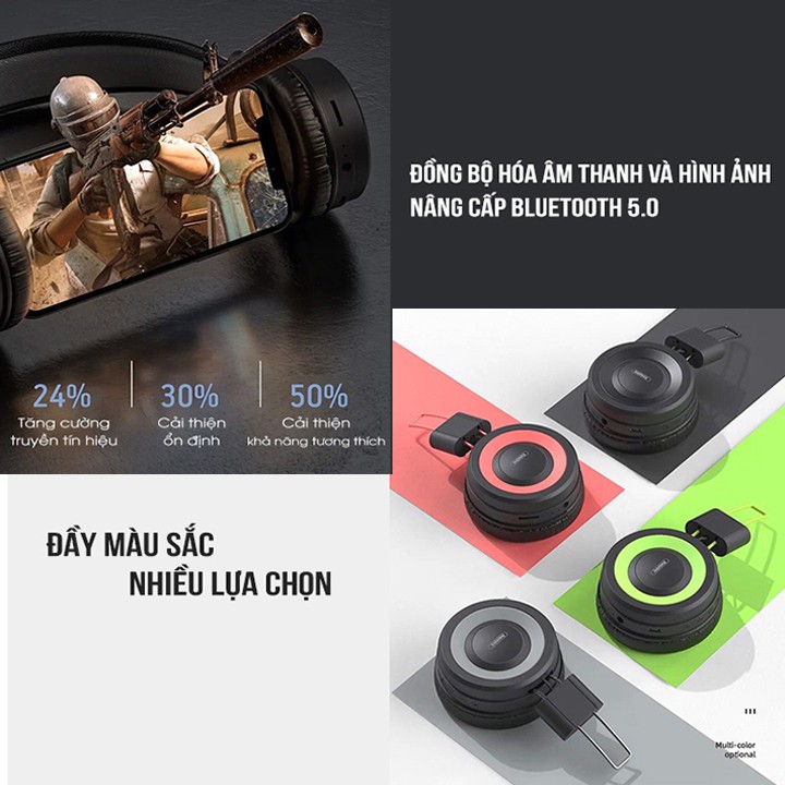 Tai nghe Bluetooth chụp tai Remax RB-725HB v5.0 hỗ trợ thẻ nhớ | BigBuy360 - bigbuy360.vn