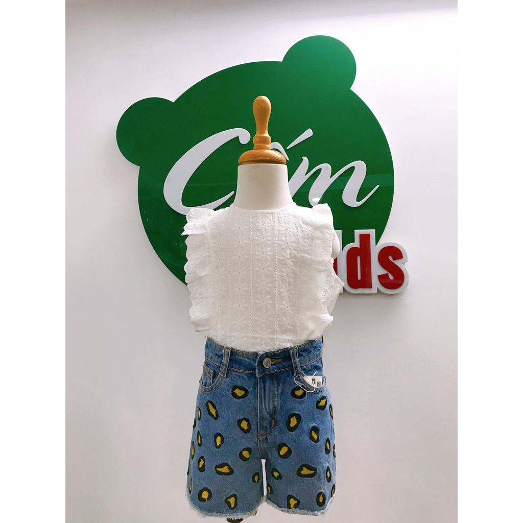 QUẦN SHORT JEAN ZARA HỌA TIẾT BEO DÀNH CHO BÉ GÁI - CỐM KIDS NT