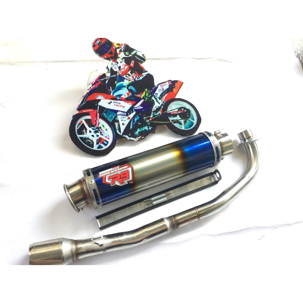 Bộ pô r9 full cổ INOX THẲNG  exciter, winer, sonic, raider, satria, gsx,...
