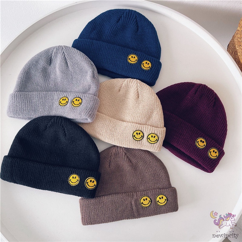 Mũ beanie dệt kim co giãn phong cách Hàn Quốc dành cho bé