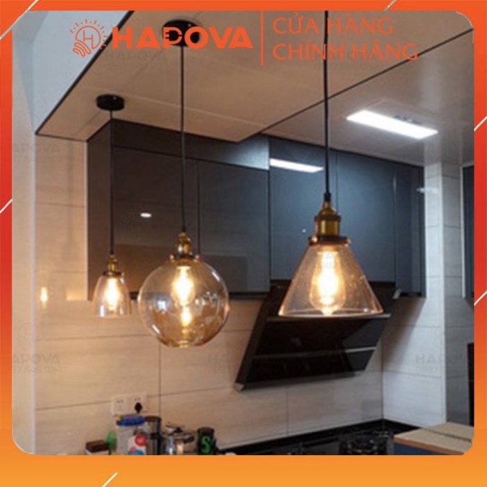Đèn thả trần thủy tinh trong suốt HAPOVA DT 0605 + Tặng kèm bóng led AS Vàng