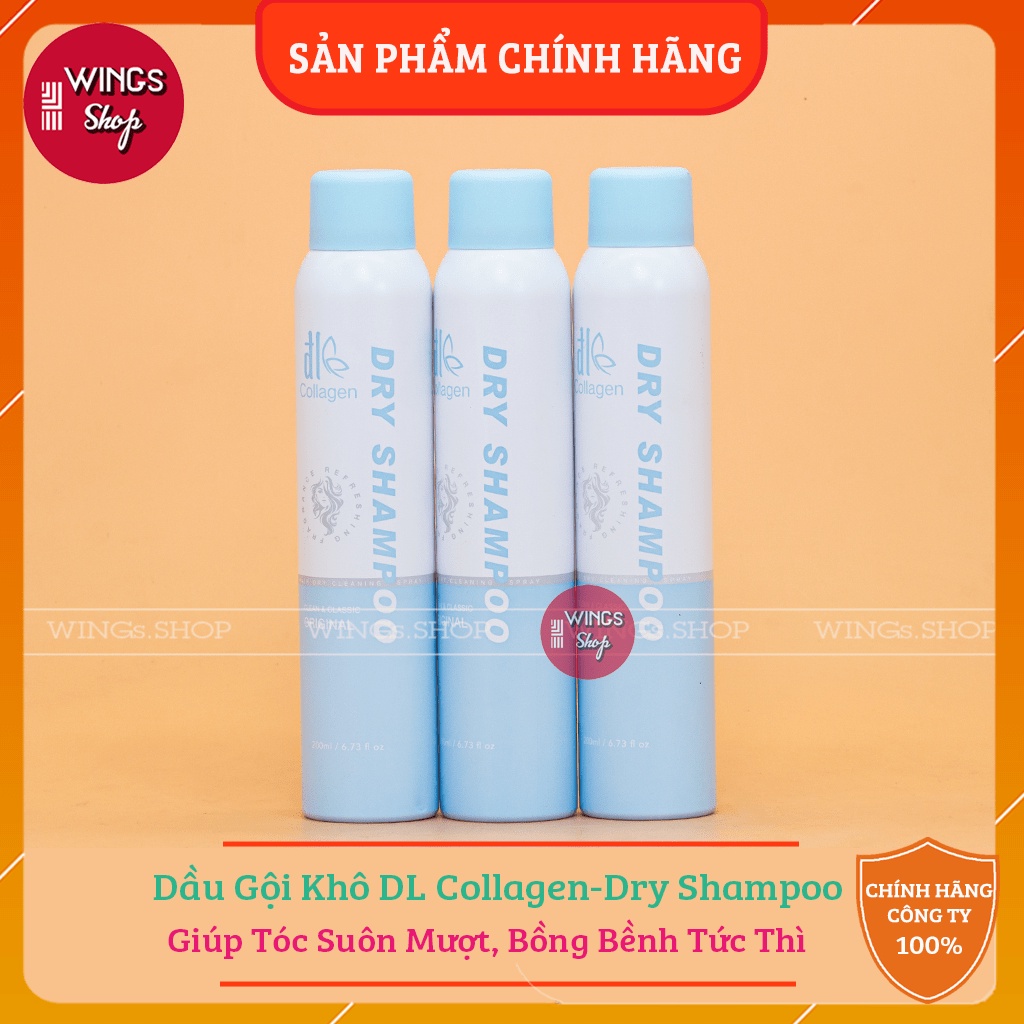 Dầu gội khô DL Collagen 200ml Dưỡng tóc mềm mượt, tóc sạch bồng bềnh, vào nếp sau 5 giây | Wings Shop