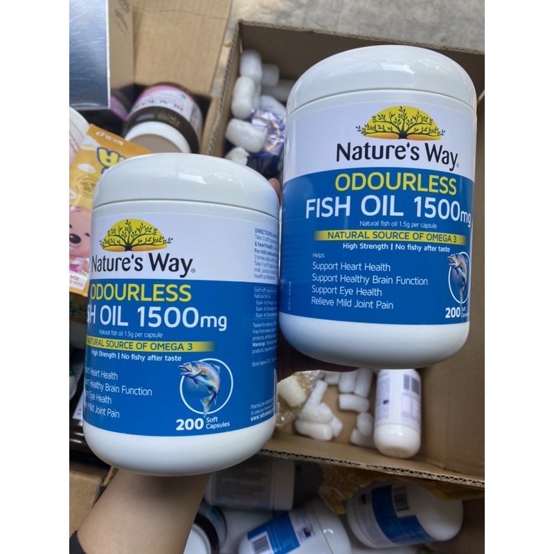 NATURE’S WAY ODOURLESS FISH OIL 1500mg LỌ 200 VIÊN CHÍNH HÃNG