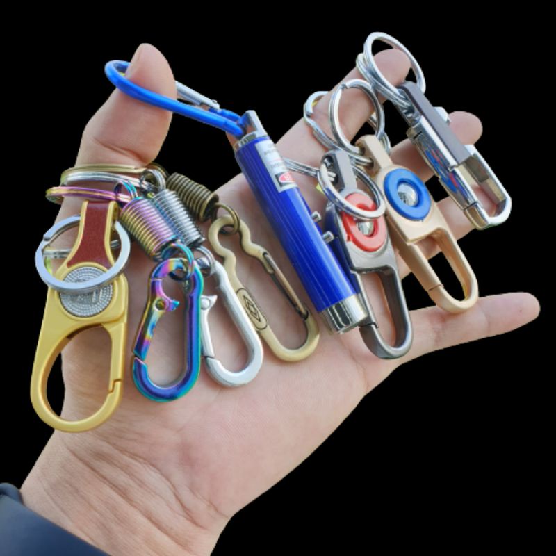 Móc khóa xe máy ô tô đẹp chất liệu inox chốt cài lưng quần thời trang