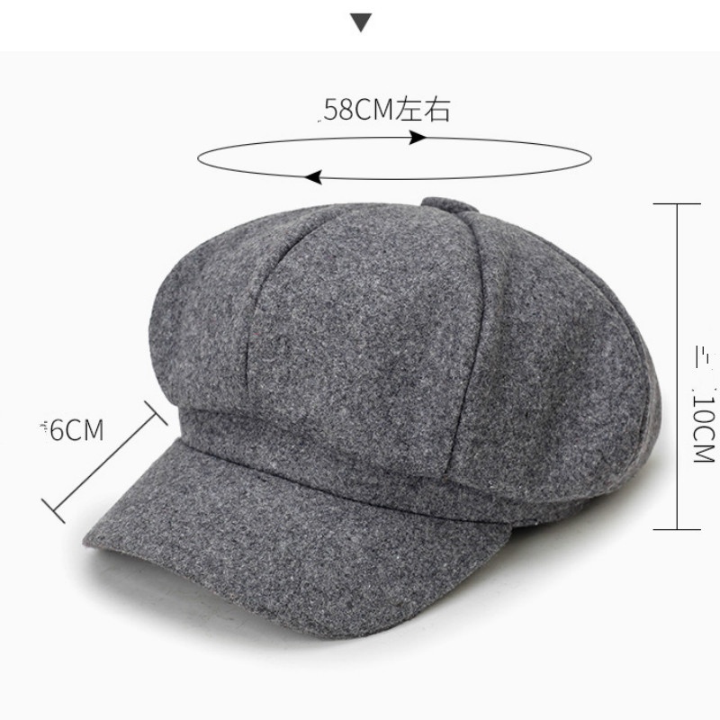 Fashionable woolen beret hat for men and women, young and unique